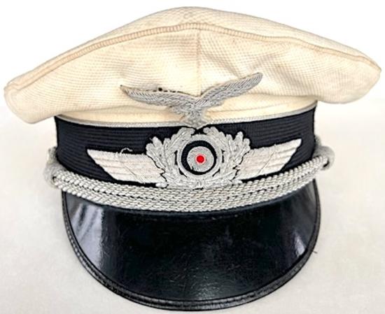 WW2 LUFTWAFFE OFFICERS WHITE TOP SUMMER CAP- NAMED