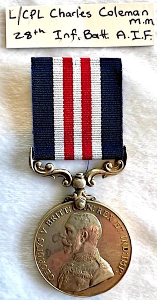 WW1 AUSTRALIAN SOMME MILITARY MEDAL TO LANCE-CORPORAL CHARLES COLEMAN