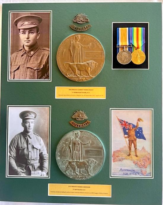 WW1 GROUPING OF 2 AUSTRALIAN KIA MEMORIAL PLAQUES