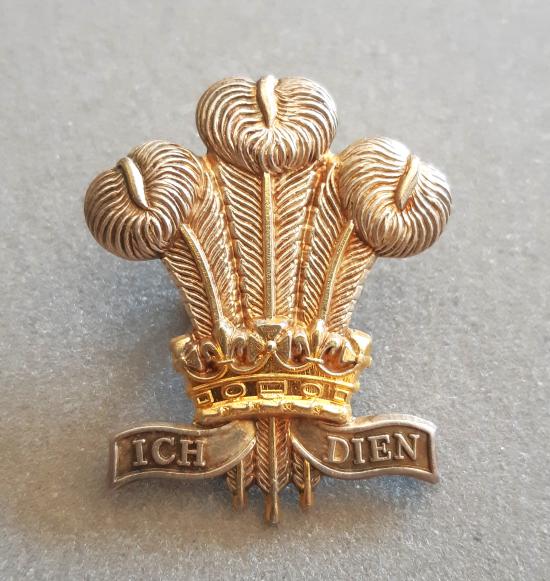 Large P.O.W. Feathers “ICH DIEN” SILVER & GILT Officer’s Badge