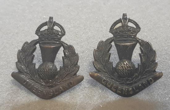 AUSTRALIAN 61st Infantry Battalion (The Cameron Highlanders of Queensland) Pair Collar Badges