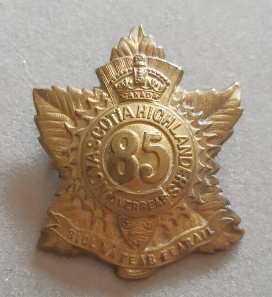 CANADIAN WW1 CEF 85th Battalion (Nova Scotia Highlanders) Hat Badge (Babin E85)