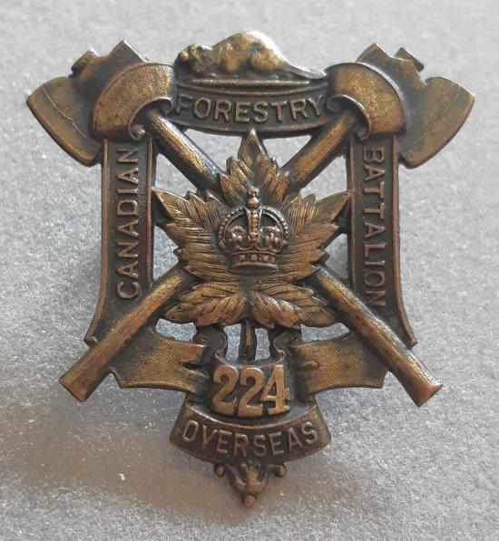 CANADIAN WW1 CEF 224th Battalion (Canadian Forestry) Hat Badge (Babin E224)