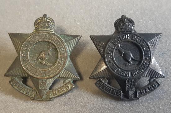 AUSTRALIAN 57th Infantry Battalion (The Merri Regt.) Oxidised Brass Pair Collar Badges