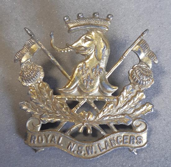 AUSTRALIAN 1/15th New South Wales Lancers Chrome Hat Badge