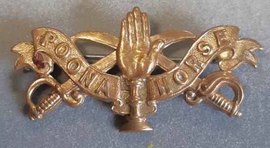 INDIAN 34th Price Albert Victor's Own Poona Horse Brass Hat Badge