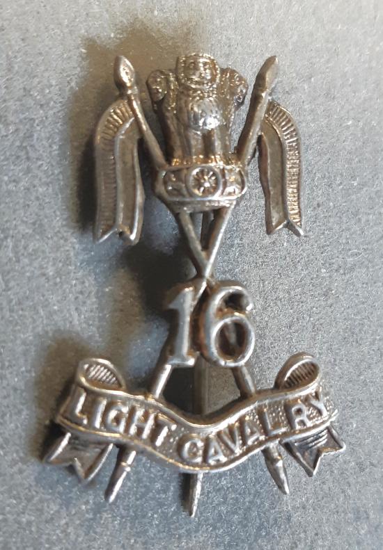 INDIAN 16th Light Cavalry cast Silver Hat Badge (Post 1947)