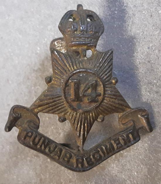 INDIAN 14th Punjab Regiment Cast Silver Collar Badge