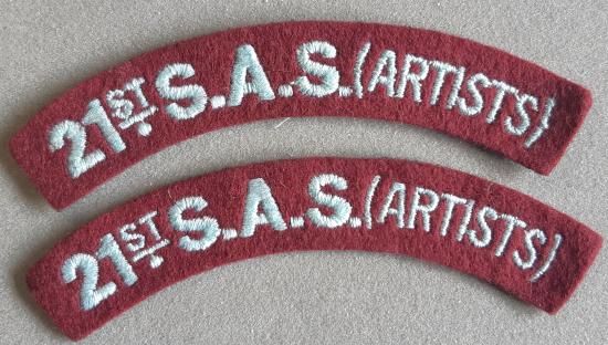 BRITISH “21ST S.A.S. (ARTISTS) Pair Embroidered Shoulder Titles.