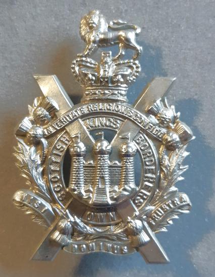 BRITISH King's Own Scottish Borderers QVC W/M Helmet Plate / Glengarry Badge