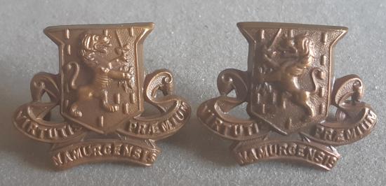 BRITISH Royal Irish Regiment Pair Bronze Officers Collar Badges.