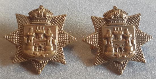 BRITISH East Surrey Regiment Pair Gilding Metal Collar Badges