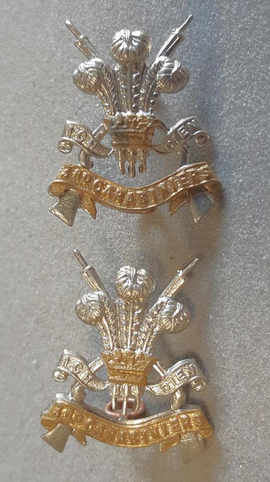 BRITISH 3rd Carabiniers Pair Bi-Metal Collar Badges