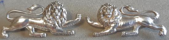 BRITISH King's Own Royal Regt. (Lancaster) Pair Silver Collar Badges