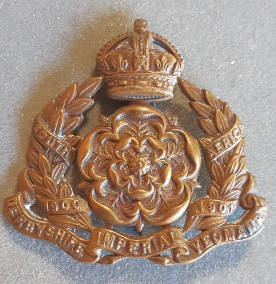 BRITISH The Derbyshire Imperial Yeomanry (Dragoons)Bronzed Hat Badge (KK1334)