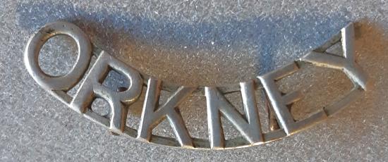 BRITISH Shoulder Title “ORKNEY” – White Metal