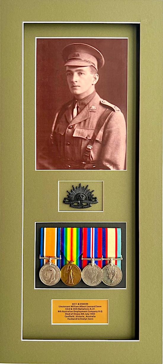 WW1 AUSTRALIAN MEDAL GROUPING TO LIEUTENANT W.A.L. SENN