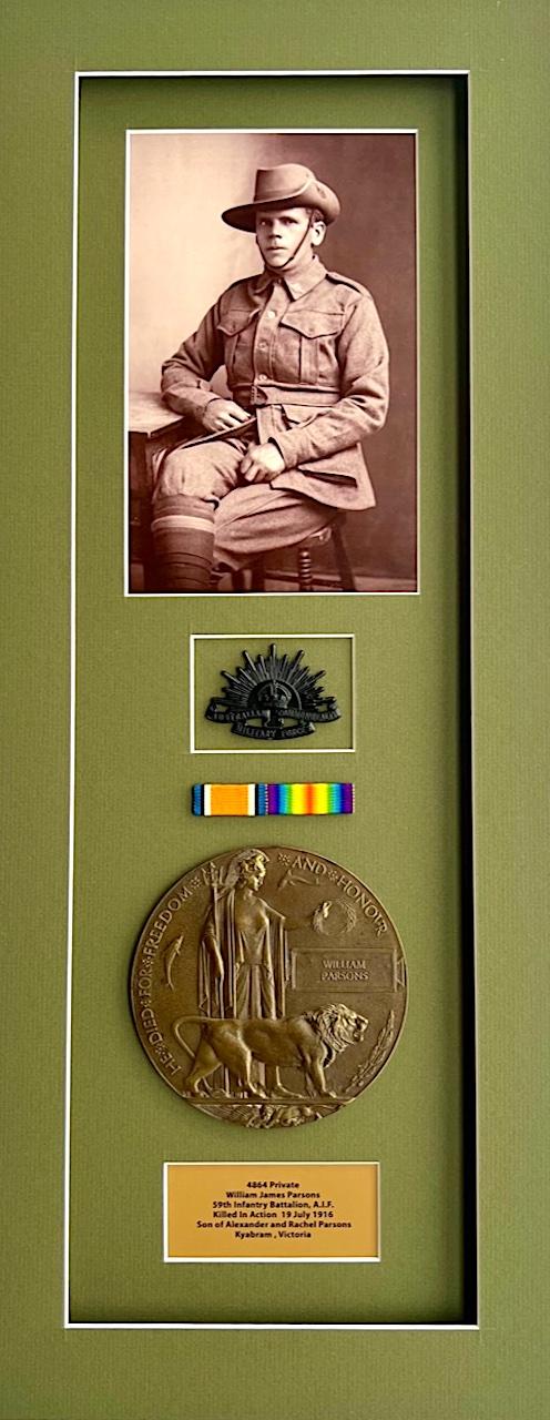 WW1 AUSTRALIAN MEMORIAL PLAQUE TO PTE. W.J. PARSONS