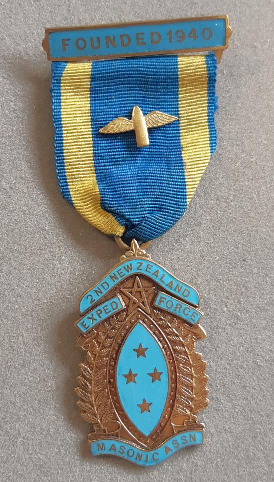 2nd NEW ZEALAND EXPED. FORCE MASONIC ASSN. Gilt and Enamel Medal.