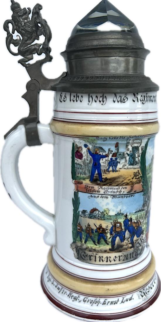 WW1 GERMAN BAVARIAN RESERVISTS PORCELAIN PRISM TOP STEIN - 5TH BAVARIAN INFANTRY REGIMENT