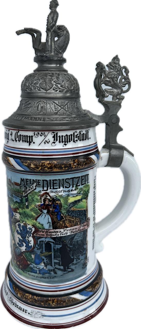 WW1 GERMAN BAVARIAN STEIN - 10TH INFANTRY REGIMENT