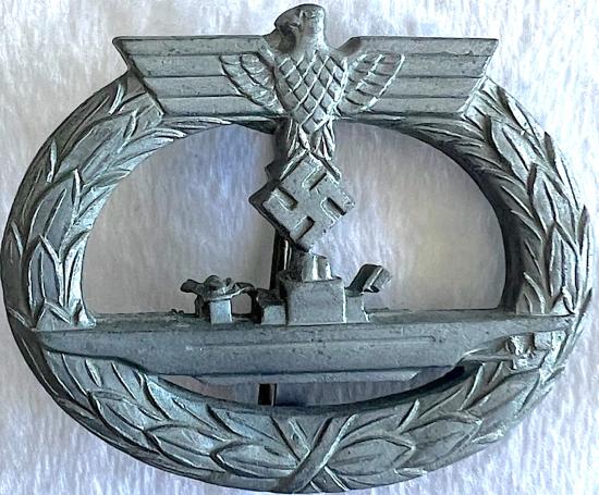 WW2 GERMAN NAVY UBOAT WAR BADGE - MAKER MARKED R.S.