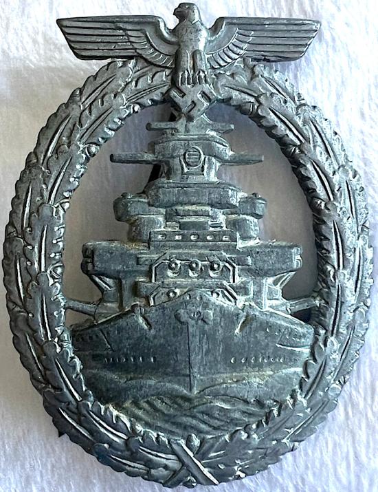 WW2 GERMAN NAVY HIGH SEAS FLEET WAR BADGE - MAKER MARKED R.S.