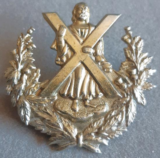 BRITISH - The Queen's Own Cameron Highlanders White Metal Sporran Badge