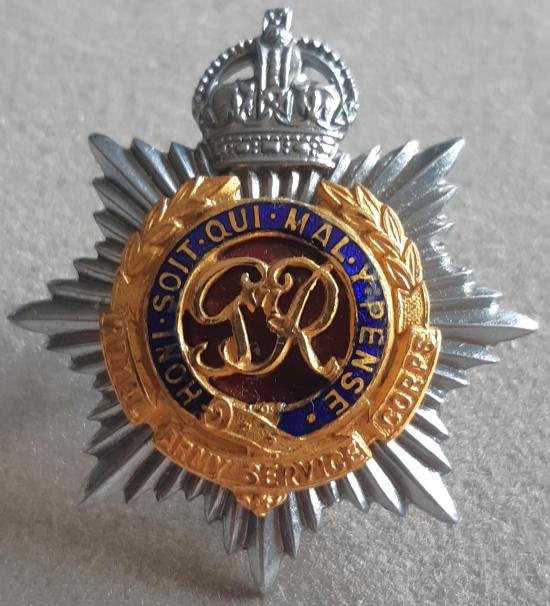 BRITISH - Royal Army Service Corps GRVI Gilt/Silver & Enamel Badge (2217)