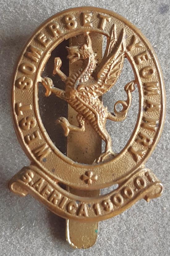 BRITISH - West Somerset Yeomanry Gilding Metal Hat Badge (KK1460)