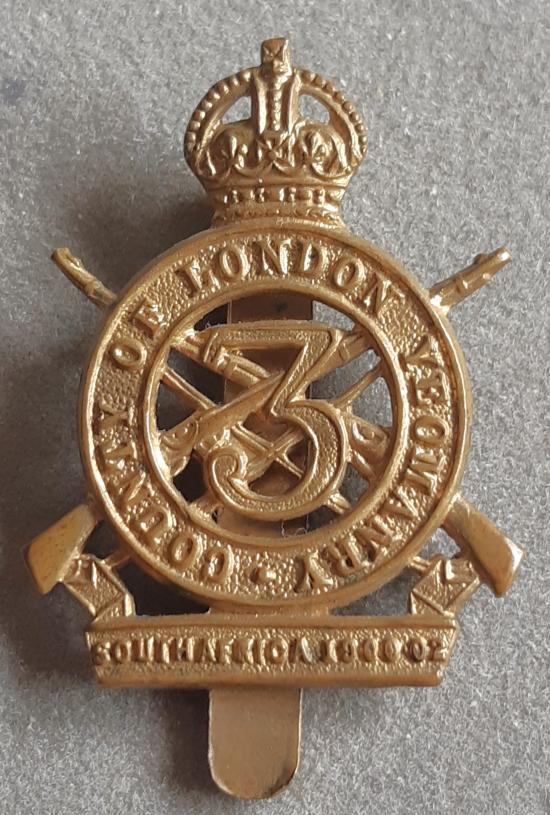 BRITISH - The 3rd County of London Yeomanry (Sharpshooters) G/M Hat Badge (KK1486)