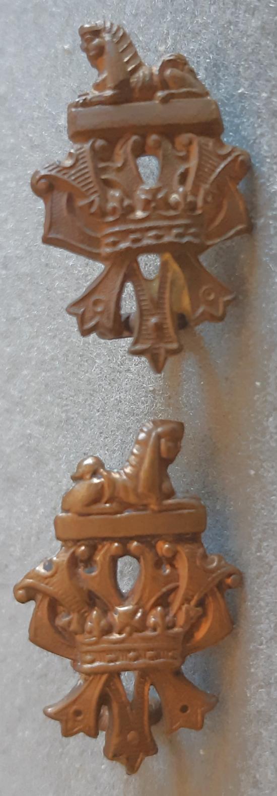 BRITISH - The Royal Irish Fusiliers Pair Gilding Metal Collars (Churchill 1767/68)